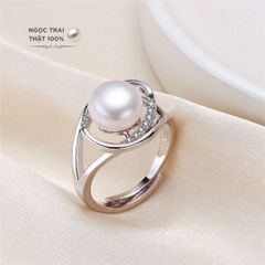 Nhẫn kiểu MADAME HIEN PEARLS Hạt trai Nước Ngọt size lớn 9-11mm sang trọng NN005