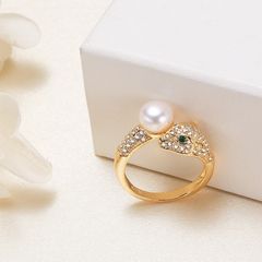 Nhẫn ngọc trai nước ngọt tự nhiên đầu báo Leopard Head NN033
