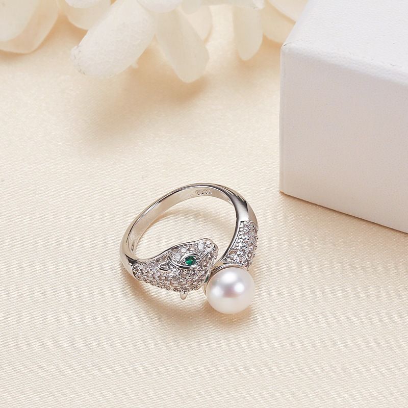 Nhẫn ngọc trai nước ngọt tự nhiên đầu báo Leopard Head NN033