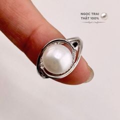 Nhẫn kiểu MADAME HIEN PEARLS Hạt trai Nước Ngọt size lớn 9-11mm sang trọng NN005