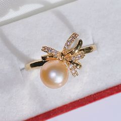 Nhẫn Ngọc Trai Tự Nhiên Mặt Nơ Điệu Đà Nữ Tính NN050