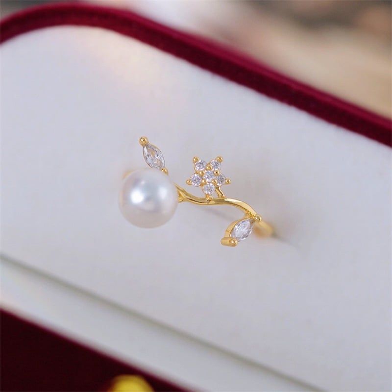 Nhẫn Ngọc Trai Tự Nhiên Phối Hoa Đá Quý Zircon MADAME HIEN PEARLS Cho Nữ NN090