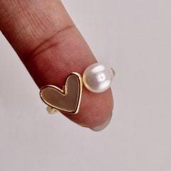 Nhẫn Ngọc Trai Nước Ngọt Tự Nhiên Hình Tim Xà Cừ MADAME HIEN PEARLS Thời Trang Giá Sỉ NN028
