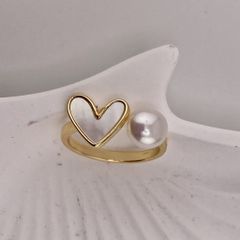 Nhẫn Ngọc Trai Nước Ngọt Tự Nhiên Hình Tim Xà Cừ MADAME HIEN PEARLS Thời Trang Giá Sỉ NN028