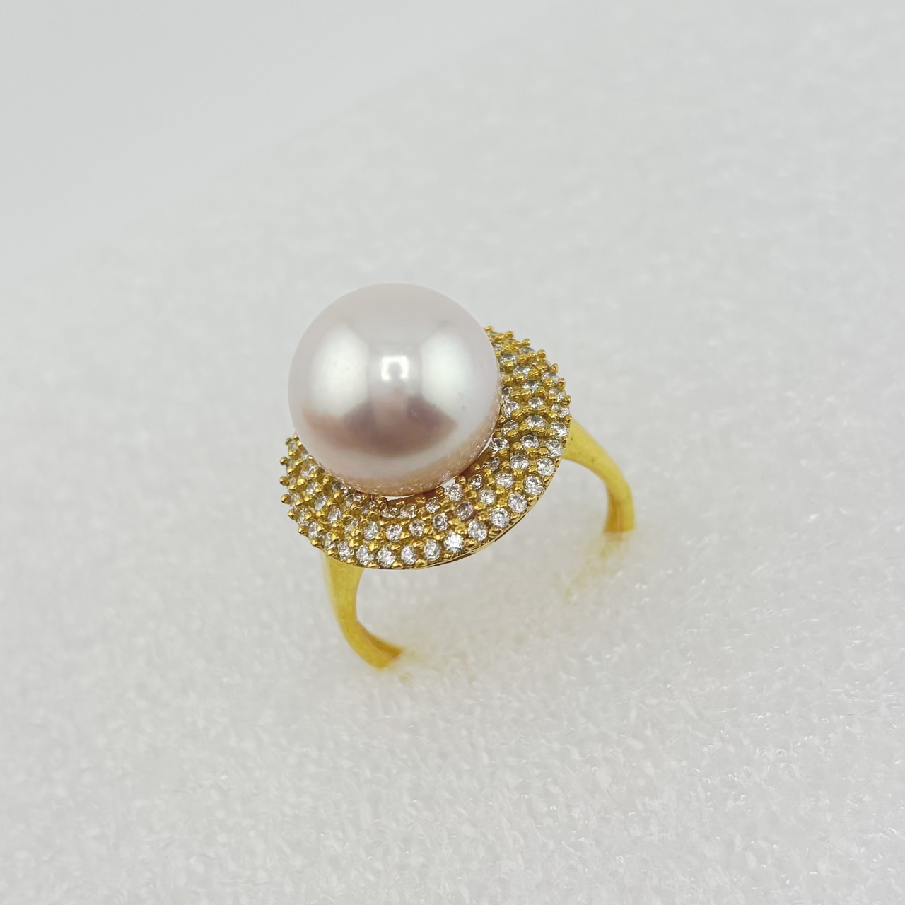 Nhẫn Vàng Thật 10k 9'2 Đính Ngọc Trai 11-12mm Hạt Tròn Đẹp Grade AAA MADAME HIEN PEARLS V10NT002