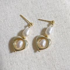 Bông Tai Ngọc Trai Tự Nhiên Kim Bạc Tua Rua Hình Trái Tim MADAME HIEN PEARLS Thời Trang Nữ BTG088
