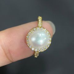 Nhẫn Ngọc Trai Tự Nhiên Mặt Hoa Hướng Dương Nhí Đáng Yêu MADAME HIEN PEARLS Cho Nữ NN004