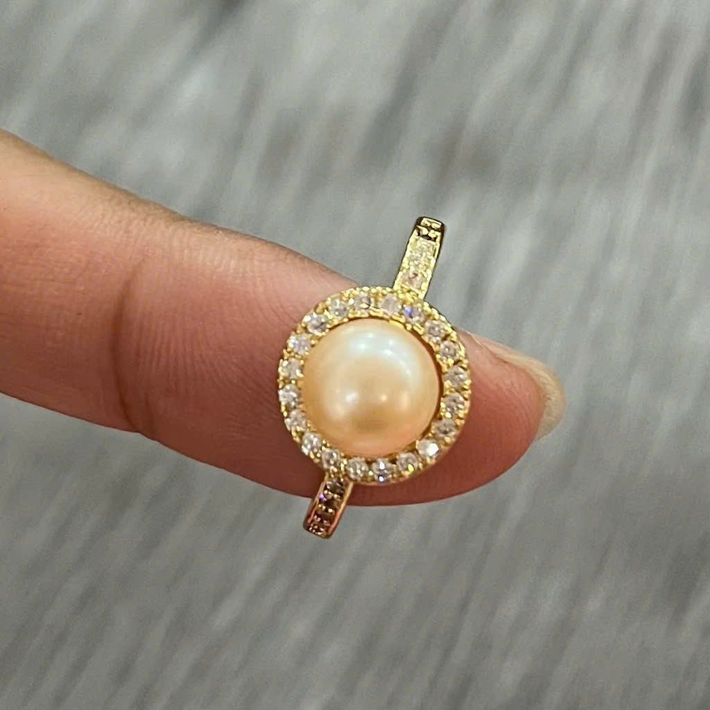 Nhẫn Ngọc Trai Tự Nhiên Mặt Hoa Hướng Dương Nhí Đáng Yêu MADAME HIEN PEARLS Cho Nữ NN004
