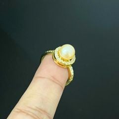 Nhẫn Ngọc Trai Tự Nhiên Mặt Hoa Hướng Dương Nhí Đáng Yêu MADAME HIEN PEARLS Cho Nữ NN004