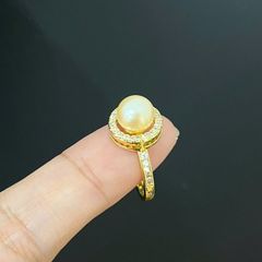 Nhẫn Ngọc Trai Tự Nhiên Mặt Hoa Hướng Dương Nhí Đáng Yêu MADAME HIEN PEARLS Cho Nữ NN004