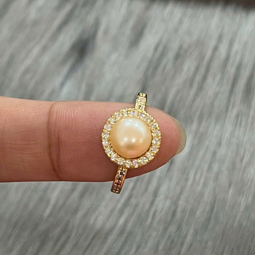 Nhẫn Ngọc Trai Tự Nhiên Mặt Hoa Hướng Dương Nhí Đáng Yêu MADAME HIEN PEARLS Cho Nữ NN004