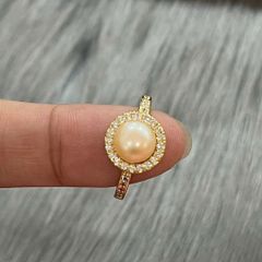 Nhẫn Ngọc Trai Tự Nhiên Mặt Hoa Hướng Dương Nhí Đáng Yêu MADAME HIEN PEARLS Cho Nữ NN004