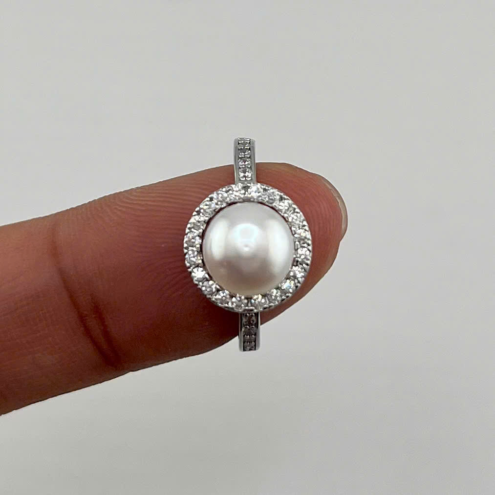 Nhẫn Ngọc Trai Tự Nhiên Mặt Hoa Hướng Dương Nhí Đáng Yêu MADAME HIEN PEARLS Cho Nữ NN004