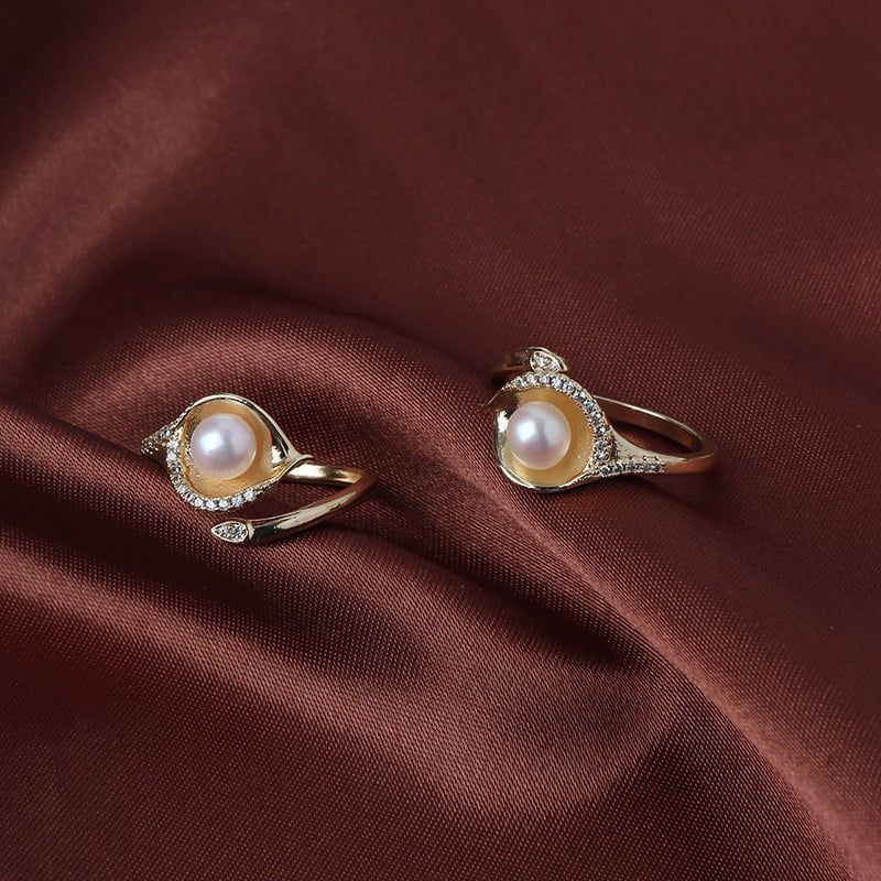 Nhẫn Ngọc Trai Tự Nhiên Mặt Lá Freesize Đáng Yêu MADAME HIEN PEARLS Cho Nữ NN007