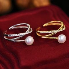 Nhẫn Hở Freesize Kiểu Sang Trọng Đính Nút Ngọc Trai MADAME HIEN PEARLS NN002