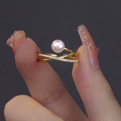 Nhẫn Hở Freesize Kiểu Sang Trọng Đính Nút Ngọc Trai MADAME HIEN PEARLS NN002