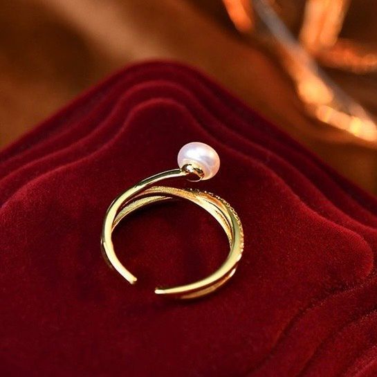 Nhẫn Hở Freesize Kiểu Sang Trọng Đính Nút Ngọc Trai MADAME HIEN PEARLS NN002