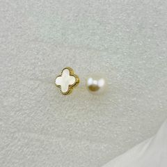 Nhẫn Ngọc Trai Tự Nhiên Mặt Cỏ 4 Lá Trắng Xà Cừ MADAME HIEN PEARLS Cho Nữ NN104