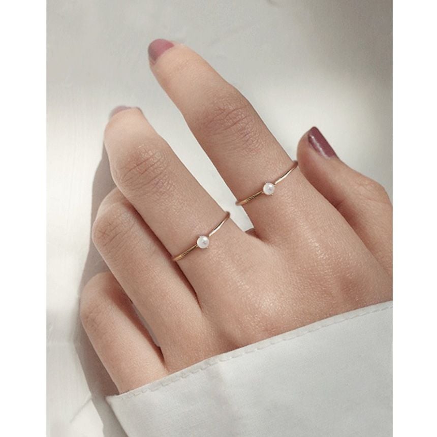 Nhẫn Mạ Vàng 18k Đính Ngọc Trai Nhí Unisex Nam Nữ NN011