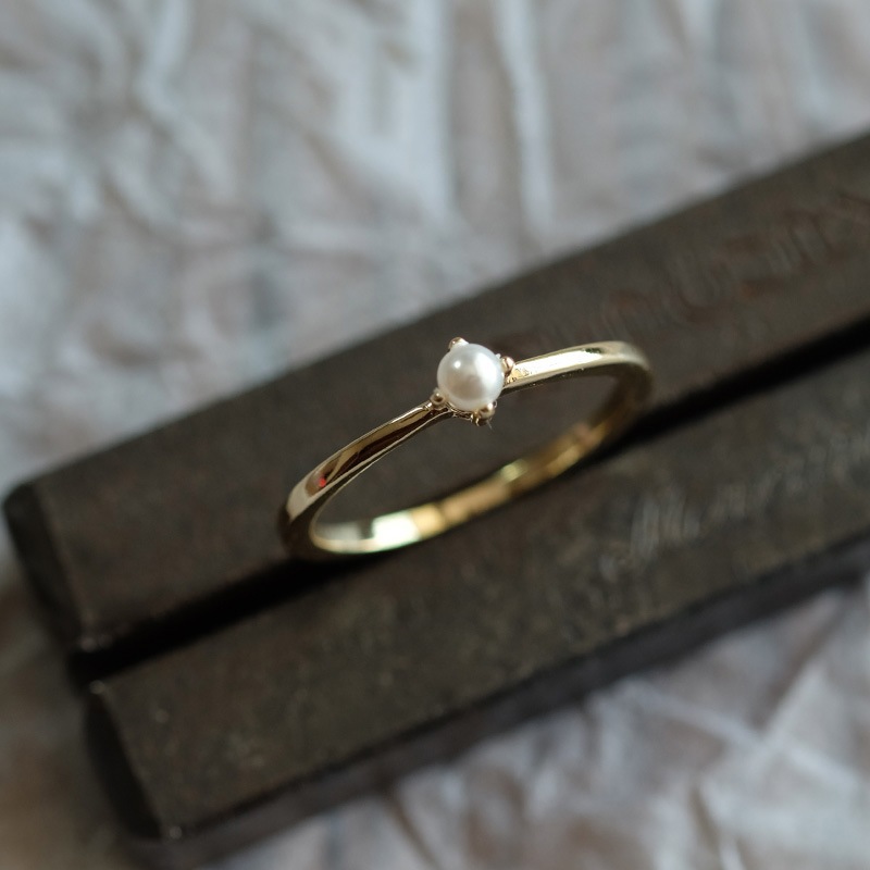 Nhẫn Mạ Vàng 18k Đính Ngọc Trai Nhí Unisex Nam Nữ NN011