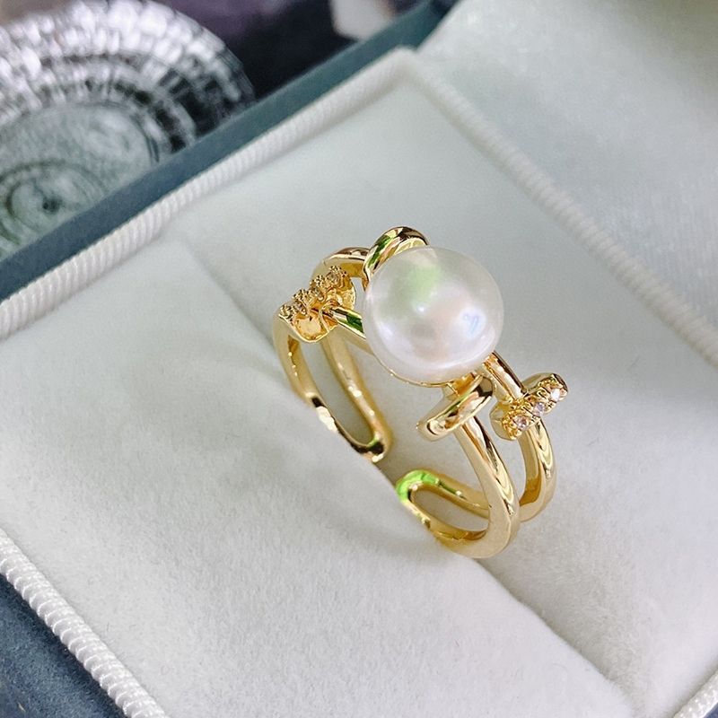 Nhẫn Ngọc Trai Tự Nhiên Mắt Xích Phong Cách Cá Tính MADAME HIEN PEARLS Unisex Nam Nữ NN124