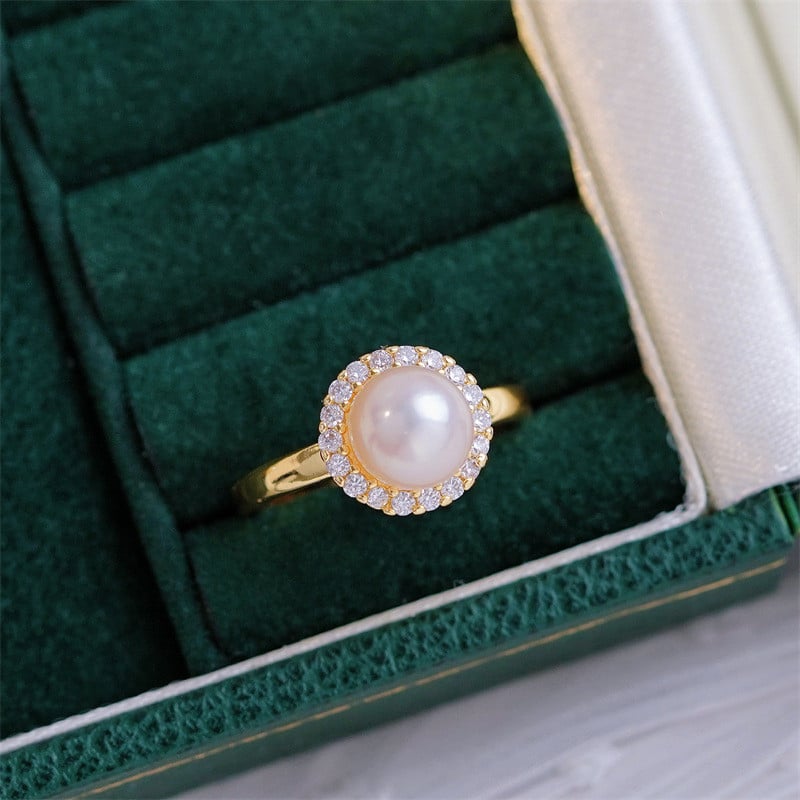 Nhẫn Ngọc Trai Tự Nhiên Mặt Hoa Hướng Dương Tươi Mới MADAME HIEN PEARLS Cho Nữ NN127