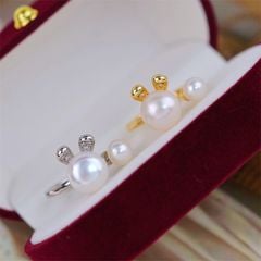 Nhẫn Ngọc Trai Tự Nhiên Mặt Thỏ Đáng Yêu MADAME HIEN PEARLS Cho Nữ NN131