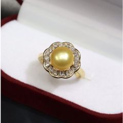 Nhẫn Ngọc Trai Tự Nhiên 8-9mm Phối VIền Hoa Pha Lê Sang Trọng MADAME HIEN PEARLS Cho Nữ NN132