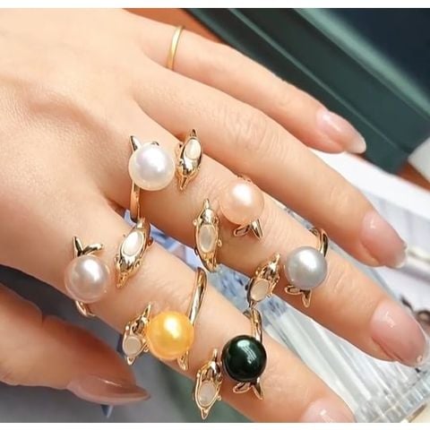 Nhẫn Ngọc Trai Tự Nhiên Mặt Cá Heo Đáng Yêu MADAME HIEN PEARLS Cho Nữ NN142