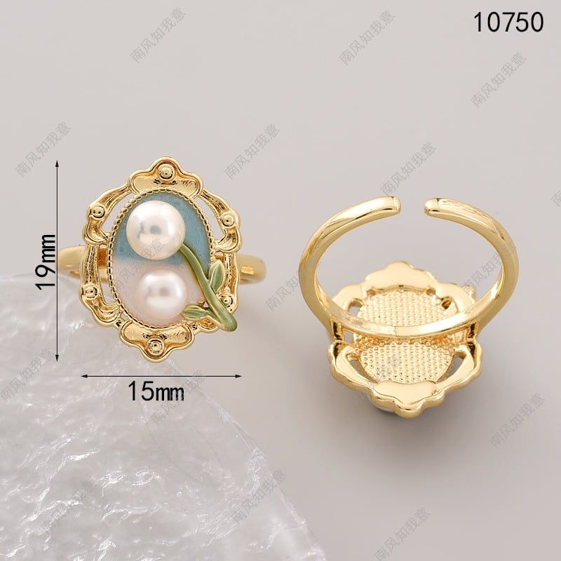 Nhẫn Ngọc Trai Tự Nhiên Mặt Tranh Hoa Sơn Mài Sắc Màu Cổ Điển MADAME HIEN PEARLS Cho Nữ NN143