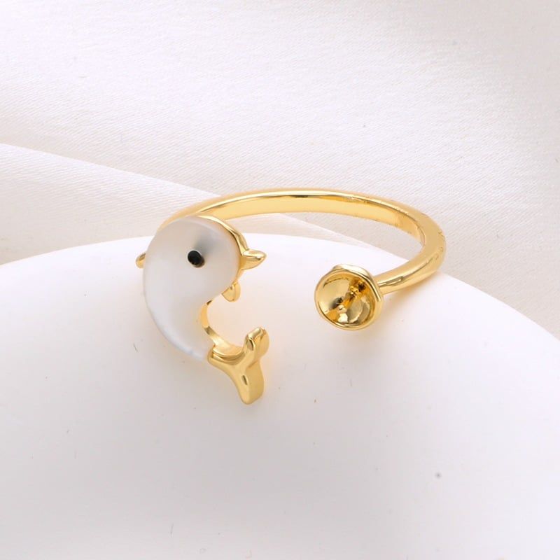 Nhẫn Hở Freesize Mặt Cá Heo Đính Ngọc Trai Tự Nhiên Đáng Yêu MADAME HIEN PEARLS Cho Nữ NN144