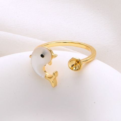 Nhẫn Hở Freesize Mặt Cá Heo Đính Ngọc Trai Tự Nhiên Đáng Yêu MADAME HIEN PEARLS Cho Nữ NN144