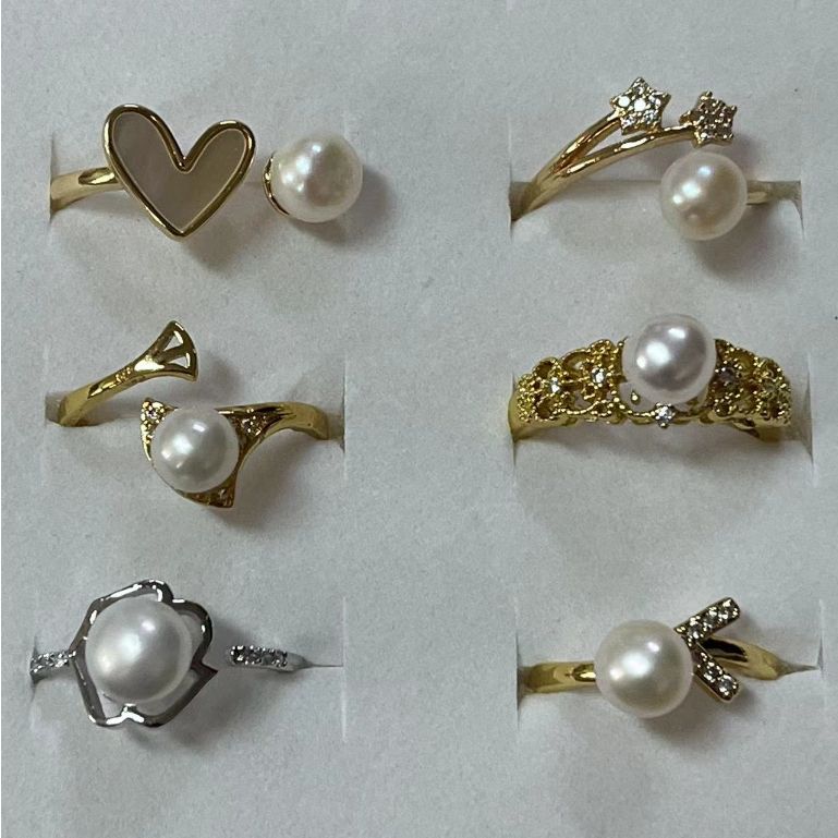 Nhẫn Hình Nút Ngọc Trai Tự Nhiên Freesize kiểu đơn giản NN032