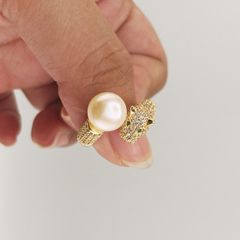Nhẫn ngọc trai nước ngọt tự nhiên đầu báo Leopard Head NN033