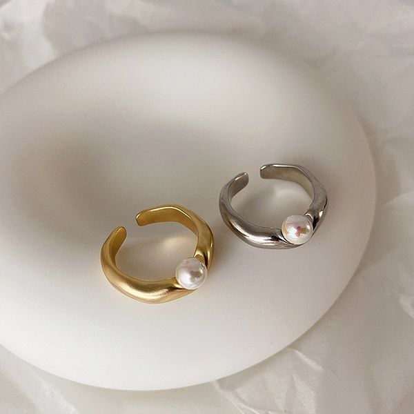 Nhẫn Ngọc Trai Tự Nhiên Tối Giản Cá Tính cho Unisex Nam Nữ NN044