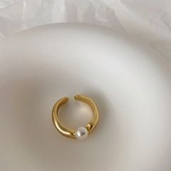 Nhẫn Ngọc Trai Tự Nhiên Tối Giản Cá Tính cho Unisex Nam Nữ NN044