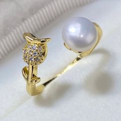 Nhẫn Ngọc Trai Tự Nhiên Nụ Hoa Anh Túc Cá Tính NN047