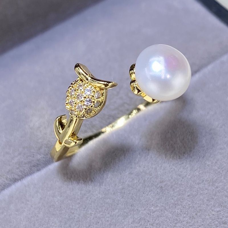 Nhẫn Ngọc Trai Tự Nhiên Nụ Hoa Anh Túc Cá Tính NN047