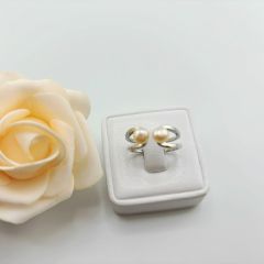 Nhẫn Ngọc Trai Tự Nhiên Hạt Đôi 5-6mm Nhỏ Xinh Nam Nữ NN049