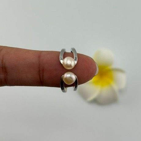 Nhẫn Ngọc Trai Tự Nhiên Hạt Đôi 5-6mm Nhỏ Xinh Nam Nữ NN049
