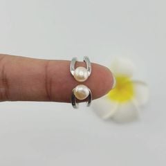 Nhẫn Ngọc Trai Tự Nhiên Hạt Đôi 5-6mm Nhỏ Xinh Nam Nữ NN049