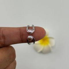 Nhẫn Ngọc Trai Tự Nhiên Hạt Đôi 5-6mm Nhỏ Xinh Nam Nữ NN049