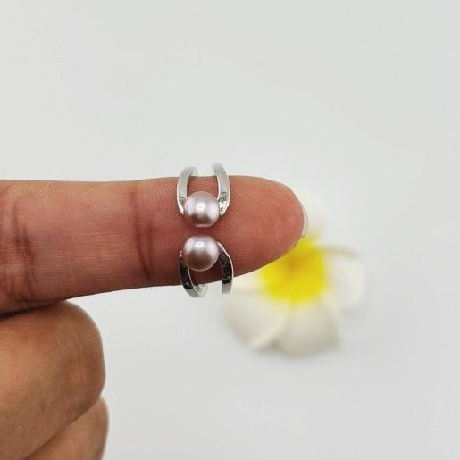 Nhẫn Ngọc Trai Tự Nhiên Hạt Đôi 5-6mm Nhỏ Xinh Nam Nữ NN049