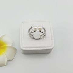 Nhẫn Ngọc Trai Tự Nhiên Hạt Đôi 5-6mm Nhỏ Xinh Nam Nữ NN049