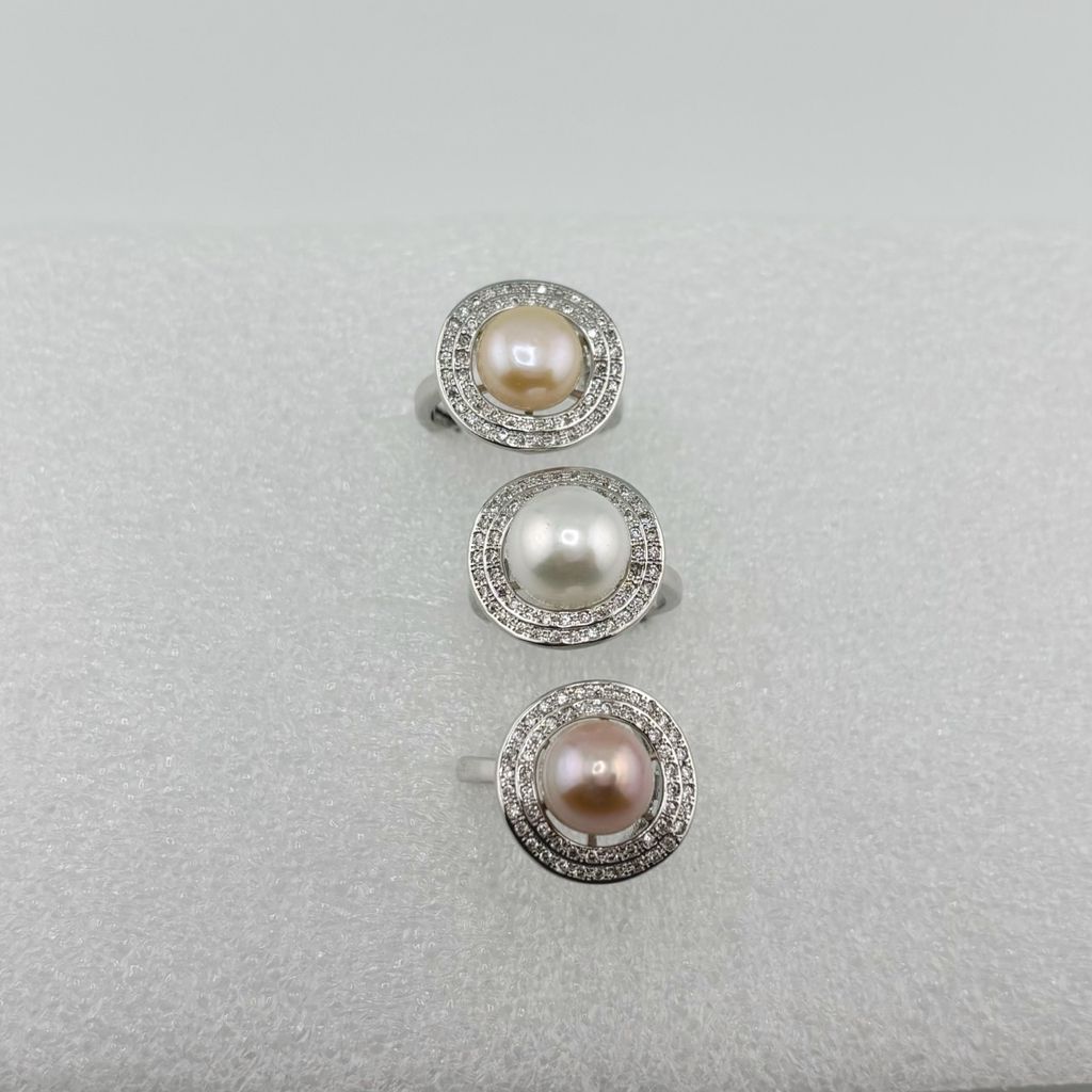 Nhẫn Ngọc Trai Tự Nhiên Size 9-10mm Phong Cách Quý Phú Bà NN056