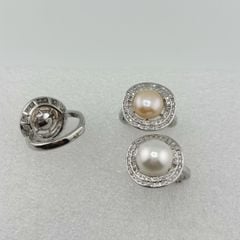 Nhẫn Ngọc Trai Tự Nhiên Size 9-10mm Phong Cách Quý Phú Bà NN056