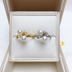 Nhẫn Bạc Ý s924 Đính 2 Hạt Ngọc Trai Tự Nhiên MADAME HIEN PEARLS NN065