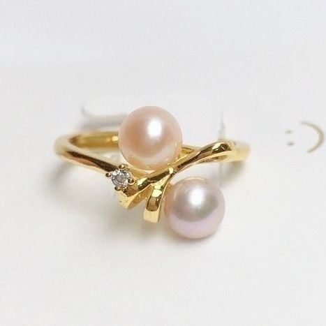 Nhẫn Bạc Ý s924 Đính 2 Hạt Ngọc Trai Tự Nhiên MADAME HIEN PEARLS