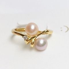Nhẫn Bạc Ý s924 Đính 2 Hạt Ngọc Trai Tự Nhiên MADAME HIEN PEARLS NN065