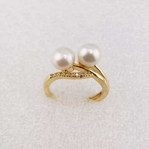 Nhẫn Ngọc Trai Tự Nhiên 2 Hạt MADAME HIEN PEARLS Thời Trang